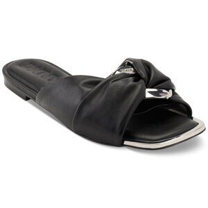 DKNY Women's Shoes Flat Sandal,Black/Nickel,7.5